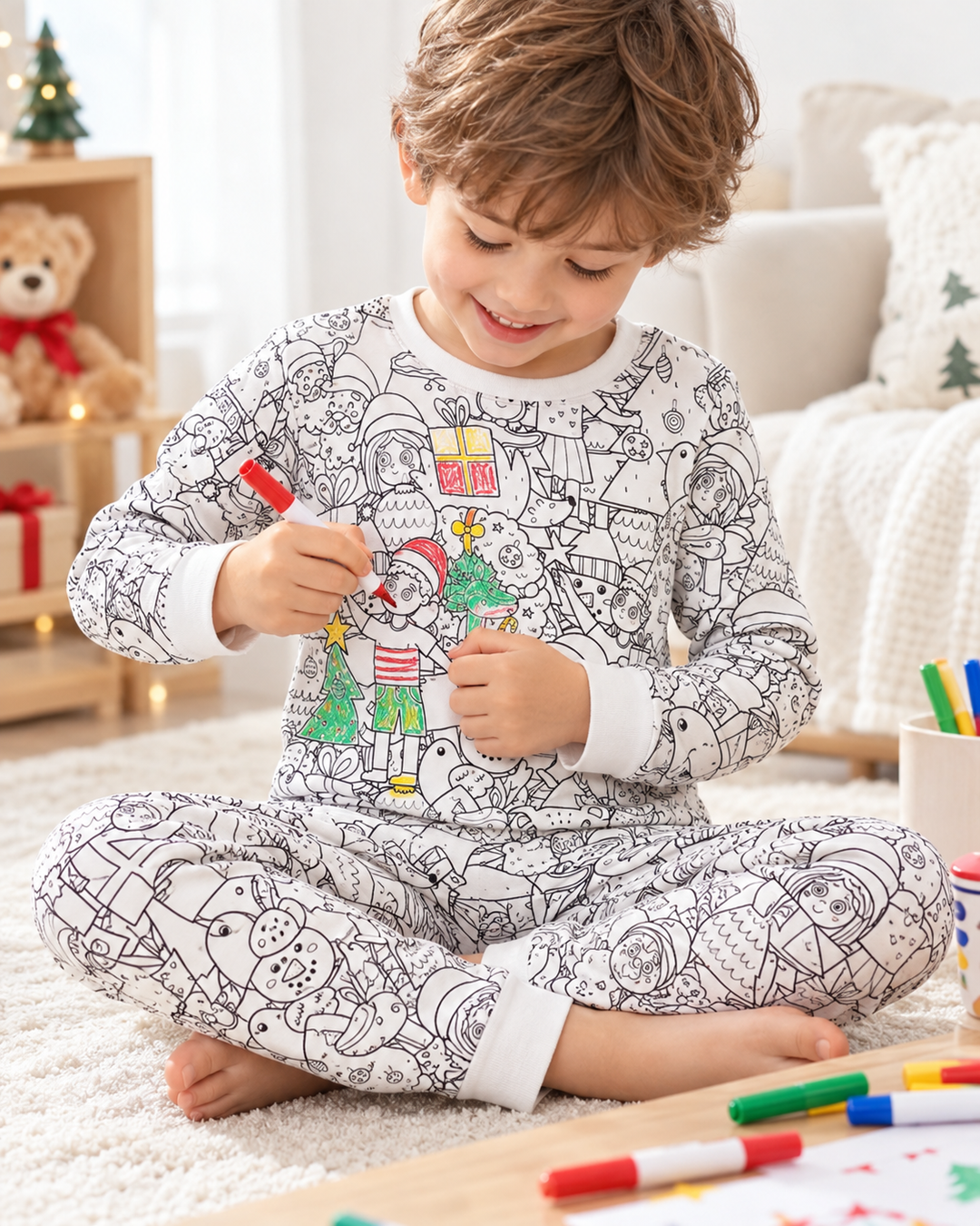 Christmas Colorable Bamboo Two Piece Pajama Set