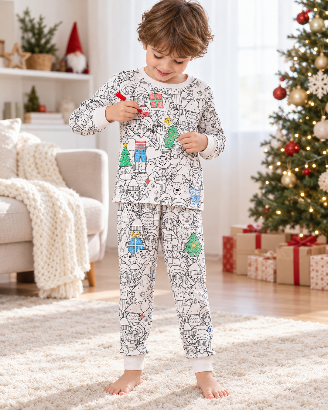Christmas Colorable Bamboo Two Piece Pajama Set
