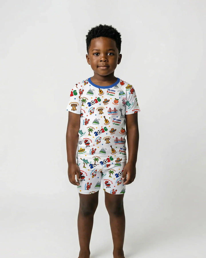 Soccer Cup Host Cities 2026 Bamboo Two Piece Short Sleeve Shorts Pajama Set