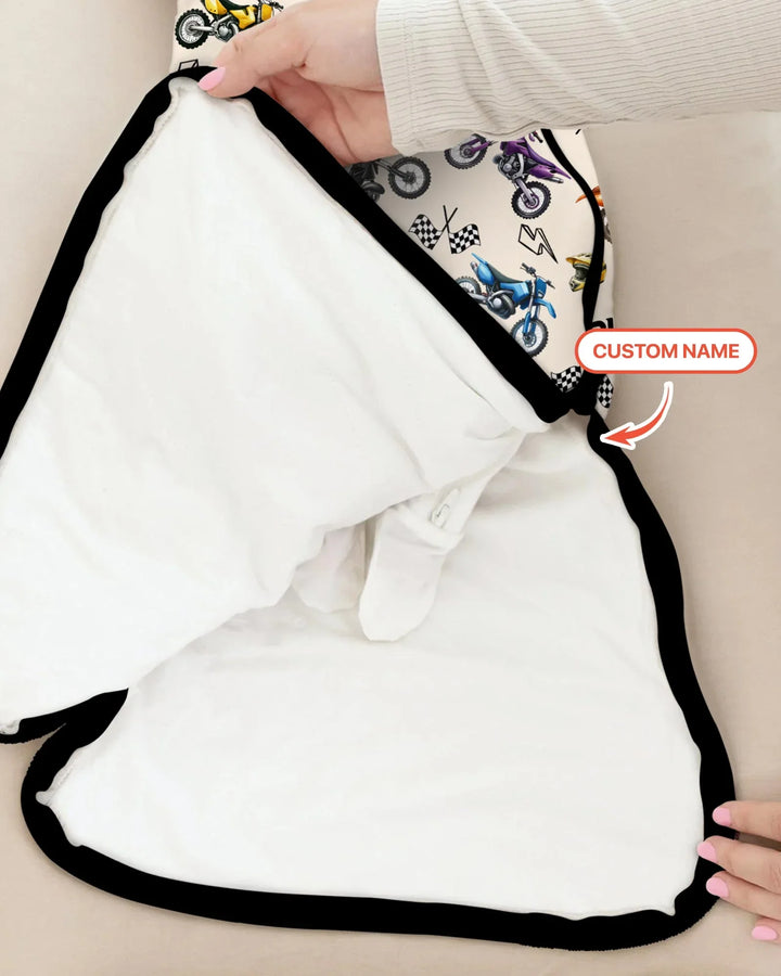 Custom Name Little Dirt Bike Rider Bamboo Sleep Bag