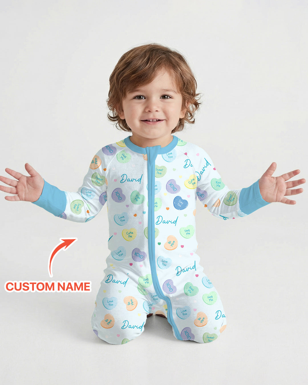 Custom Name Colorful Candy Hearts Family Matching Convertible Zippy