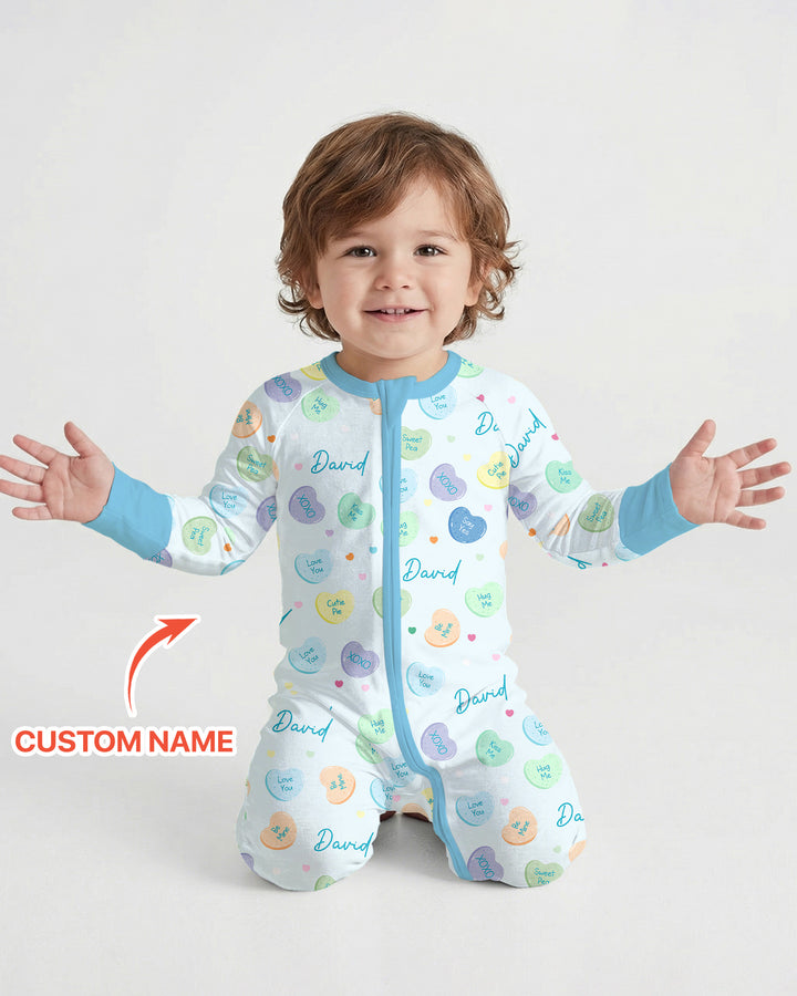 Custom Name Colorful Candy Hearts Family Matching Convertible Zippy