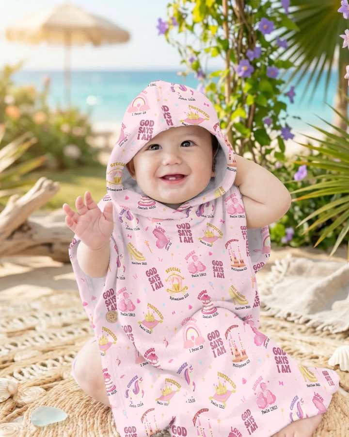 God Says I Am Girl Bamboo Swim Poncho