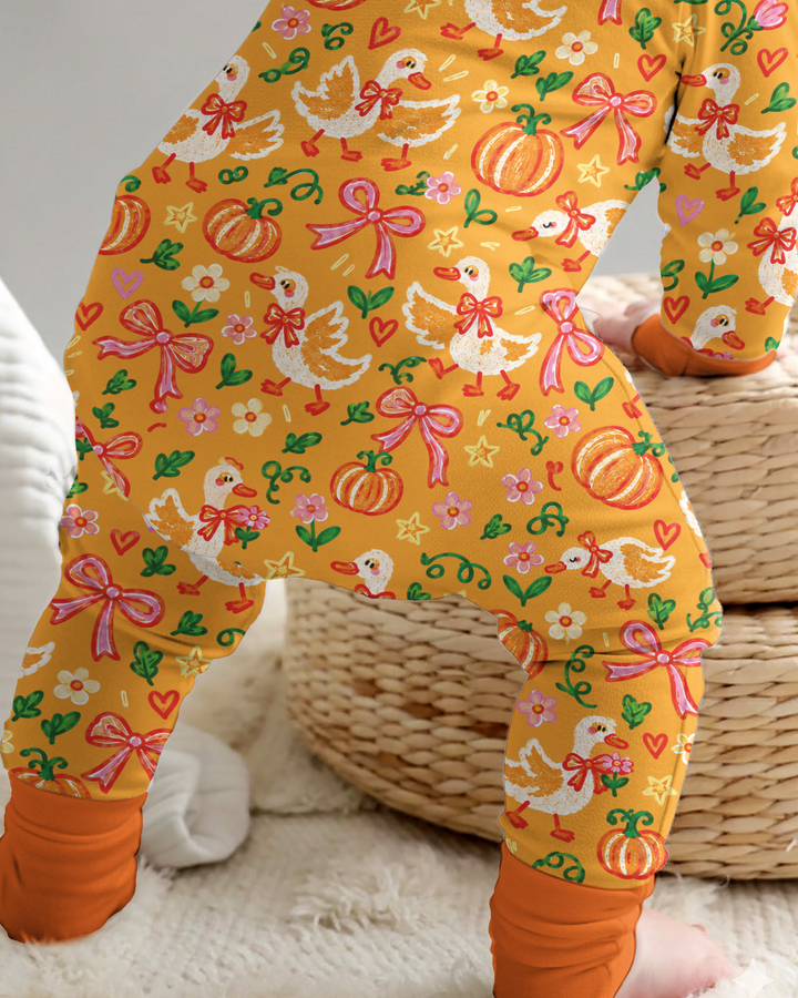Cute Duck Pumpkin Fall Bamboo Convertible Zippy
