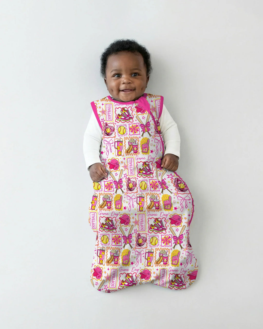Pink Softball Game Day Bamboo Sleep Bag