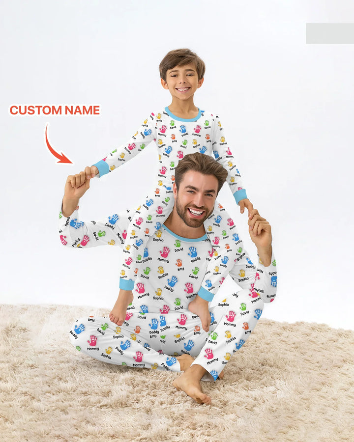 First Mother Day - Handprints Bamboo Men's Pajama Set