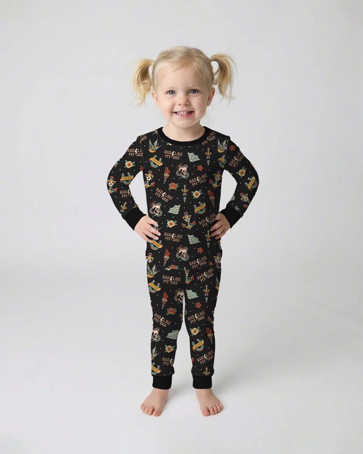 Rad Dad Society Daddy & Me Matching Bamboo Two Piece Long Sleeve Pajama Set