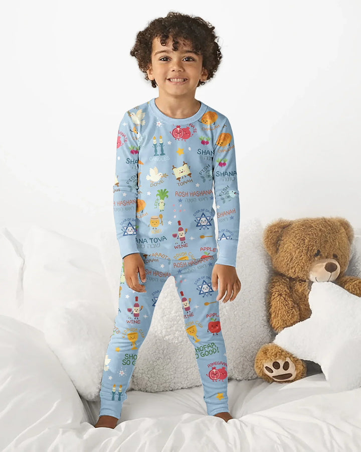 Zweiteiliges Langarm-Pyjama-Set mit Sommerfrüchten
