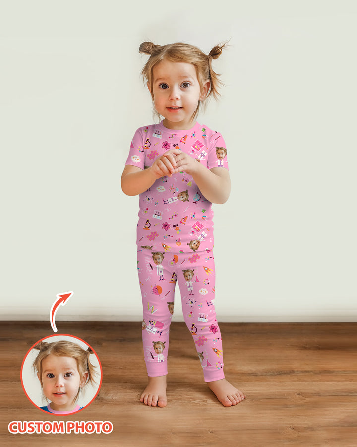 Custom Image Chemical Laboratory Bamboo Two Piece Short Sleeve Pajama Set