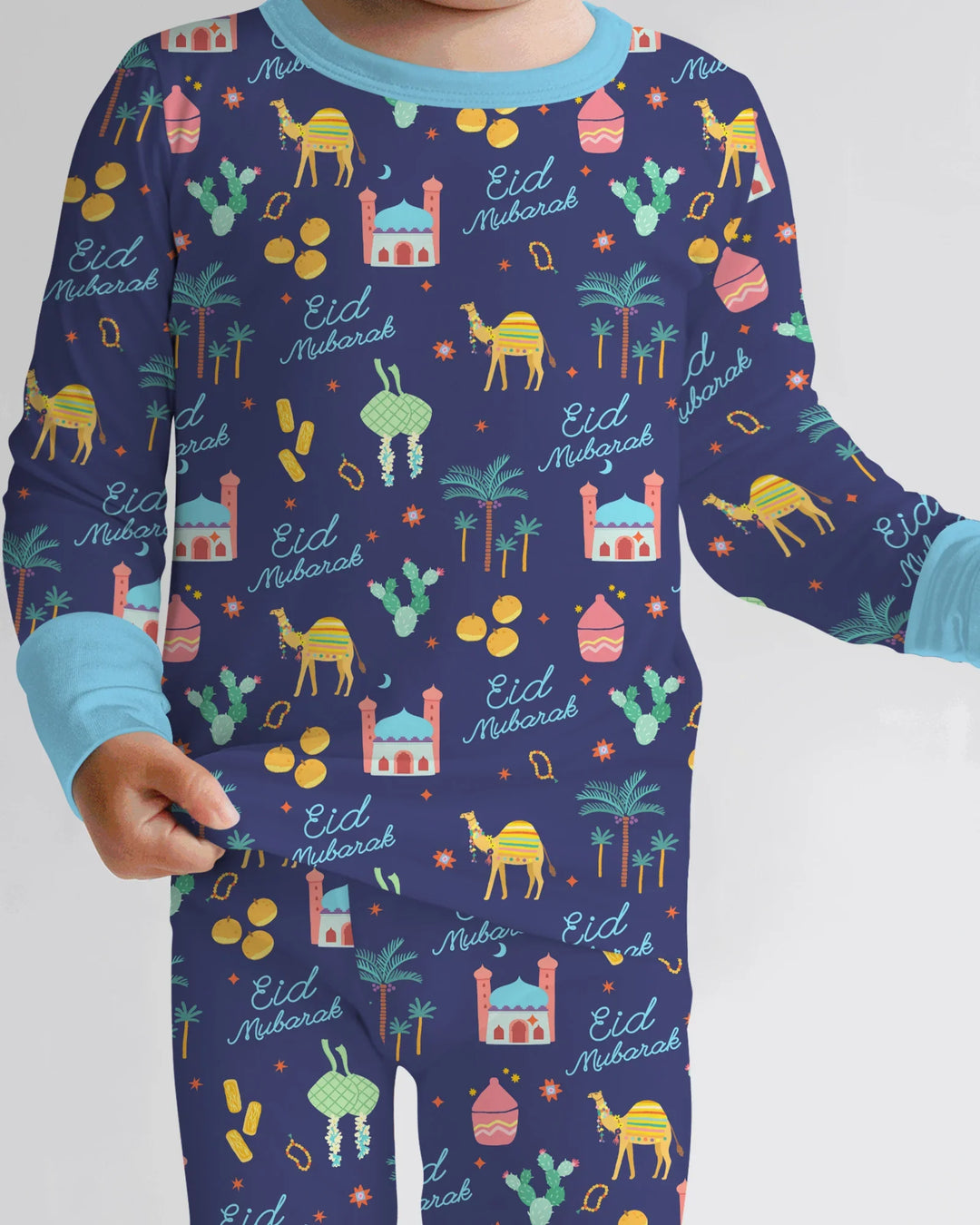 Eid Mubarak Matching Family Two Piece Long Sleeve Pajama Set