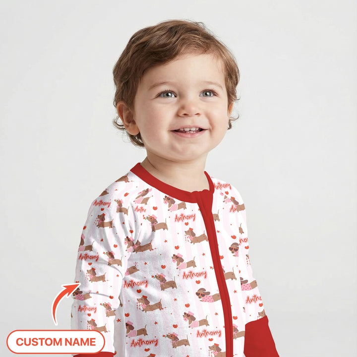 Custom Name Valentine Dachshund Family Matching Convertible Zippy