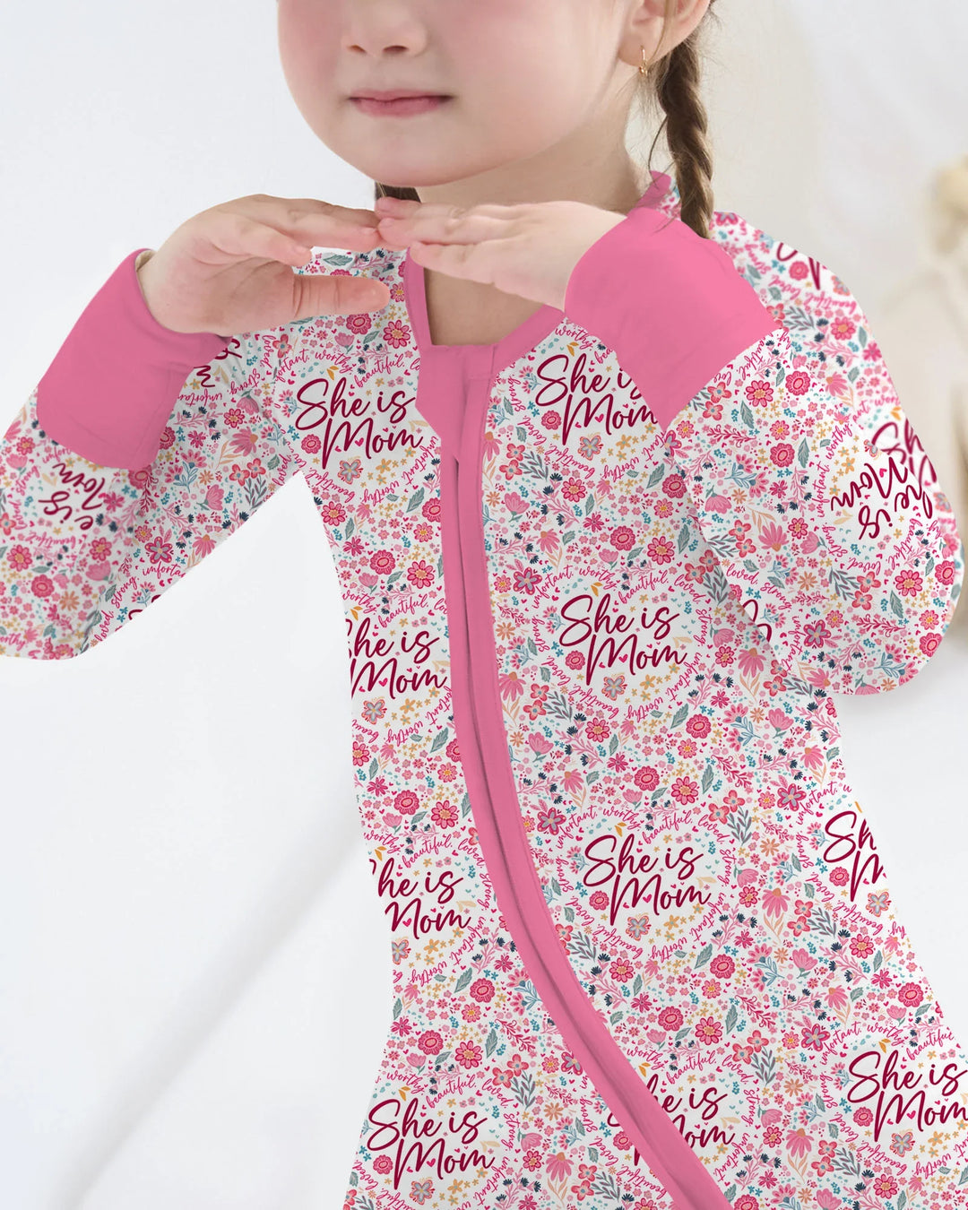 She Is Mom Floral Bamboo Cremallera Convertible