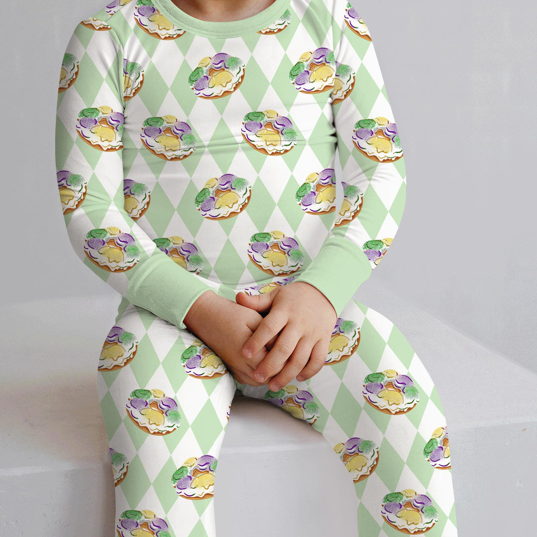 Mardi Gras Donut Two Piece Long Sleeve Pajama Set