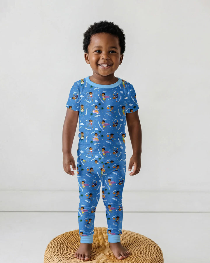 Black Boys I Am Smart Bamboo Two Piece Short Sleeve Pajama Set
