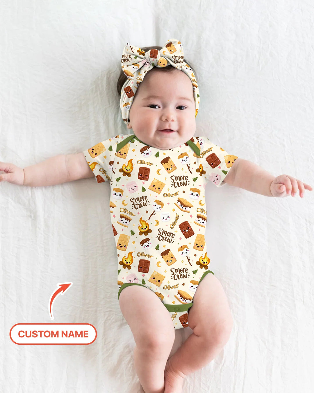 Custom Name Kawaii S'more Crew Family Matching Bamboo Bodysuit