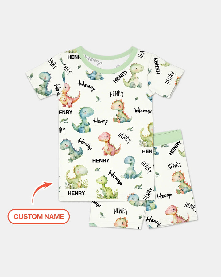 Zweiteiliges Pyjama-Set mit kurzen Ärmeln und Shorts im Sommer-Design