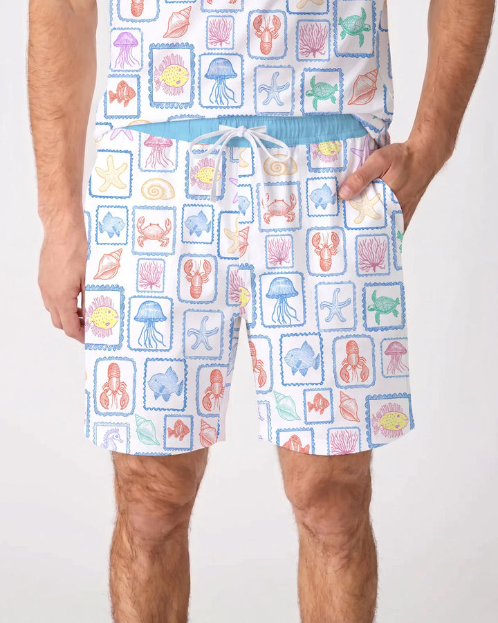 Coastal Treasures Family Matching Bamboo Men Short Sleeve Short Pajama Set