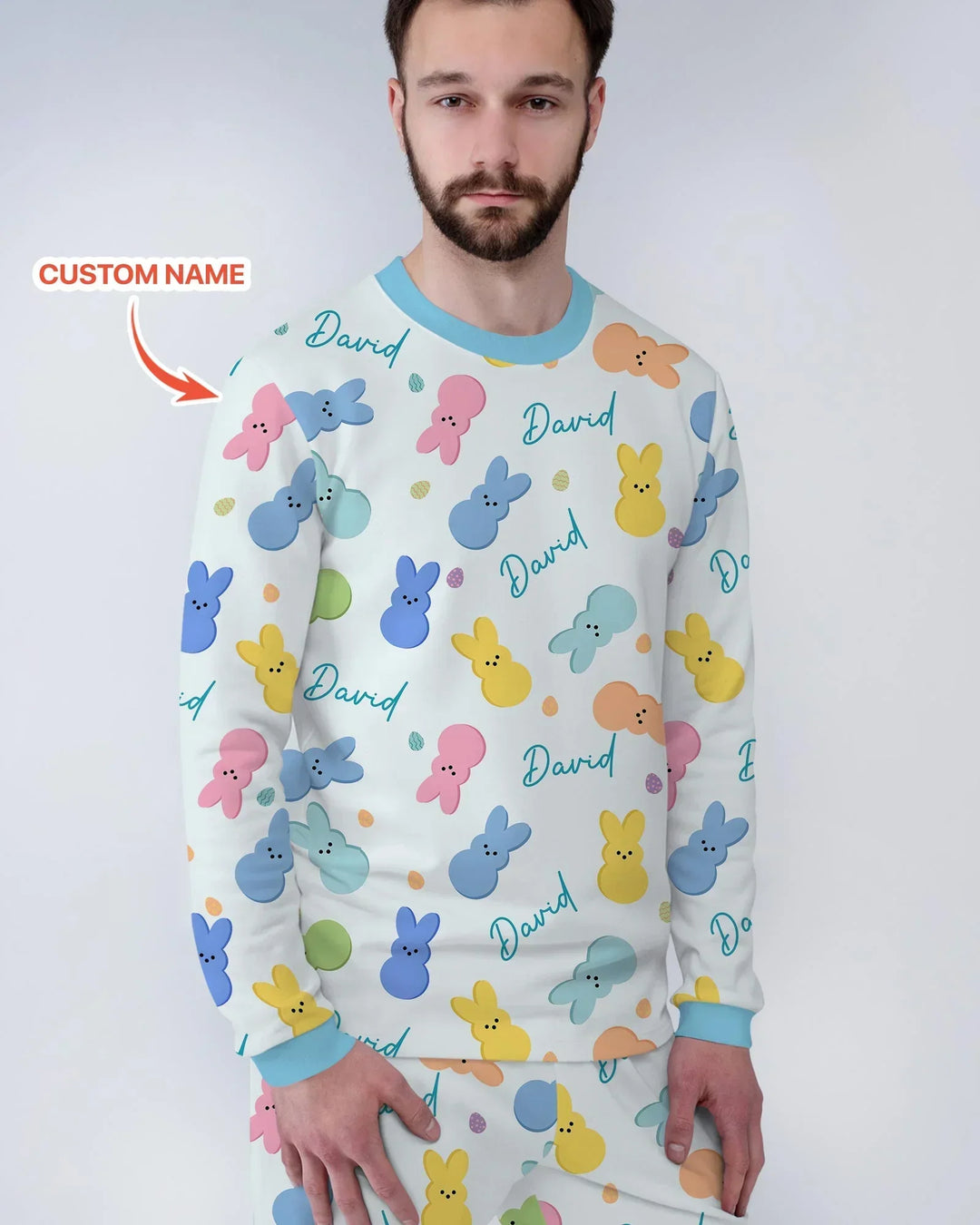 Personalized Easter Bunnies Family Matching Men's Pajama Set