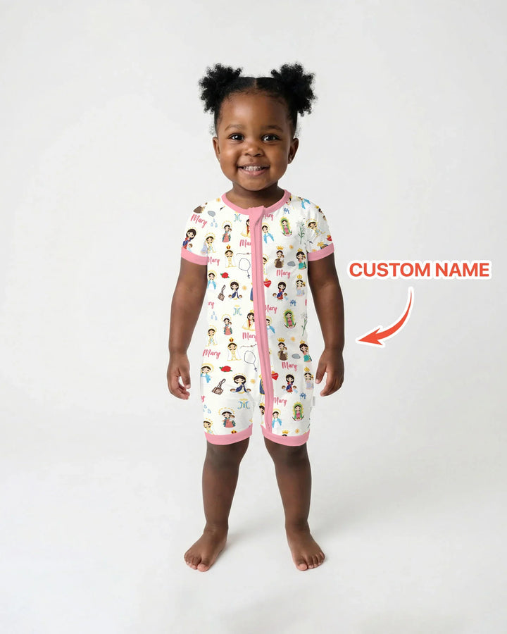 Custom Name Mother Mary Bamboo Shorty Zippy