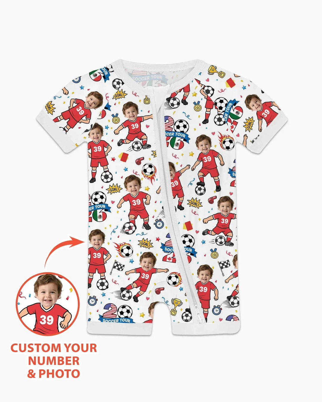 Plantilla PERSONALIZADA de Bambú Pijama Corto con Cremallera