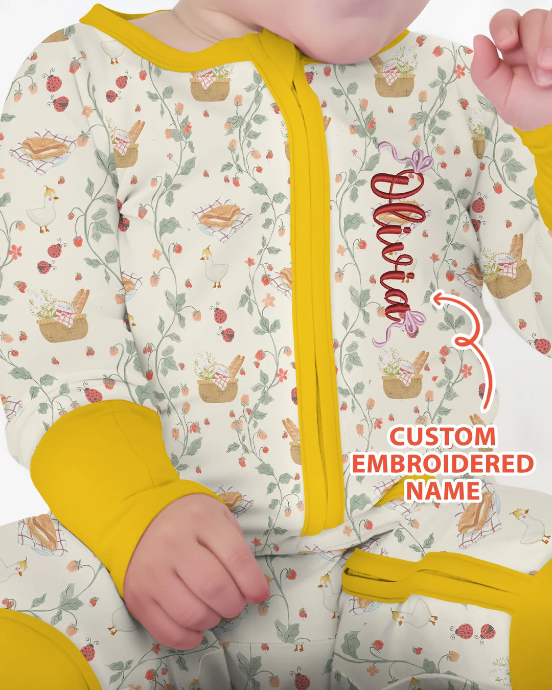 Custom Name Embroidered Picnic Time Bamboo Convertible Zippy