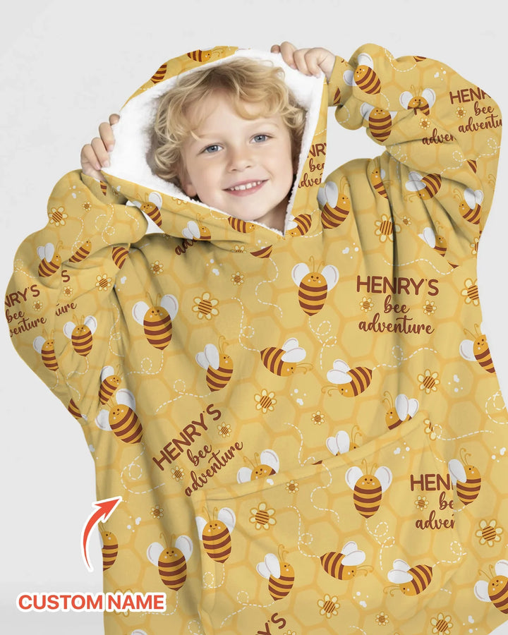 Custom Name Bee Back To School Bamboo Blanket Hoodie