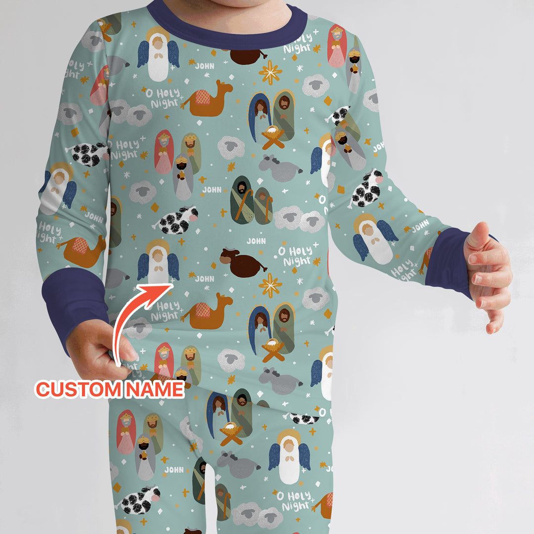 Zweiteiliges Langarm-Pyjama-Set mit Sommerfrüchten