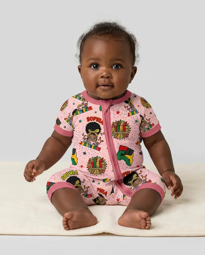Custom Name Little Miss Juneteenth Bamboo Shorty Zippy