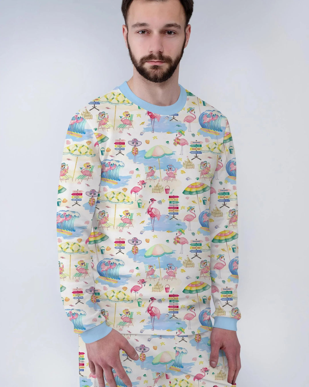 Flamingo Beach Family Matching Men's Pajama Set