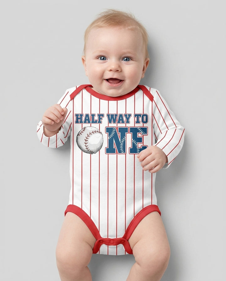 Custom Name Half Way To One Bamboo Bodysuit