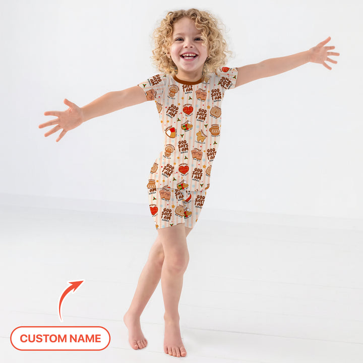 Christmas Mexican Cookies Custom Name For Girls Two Piece Short Sleeve Shorts Pajama Set