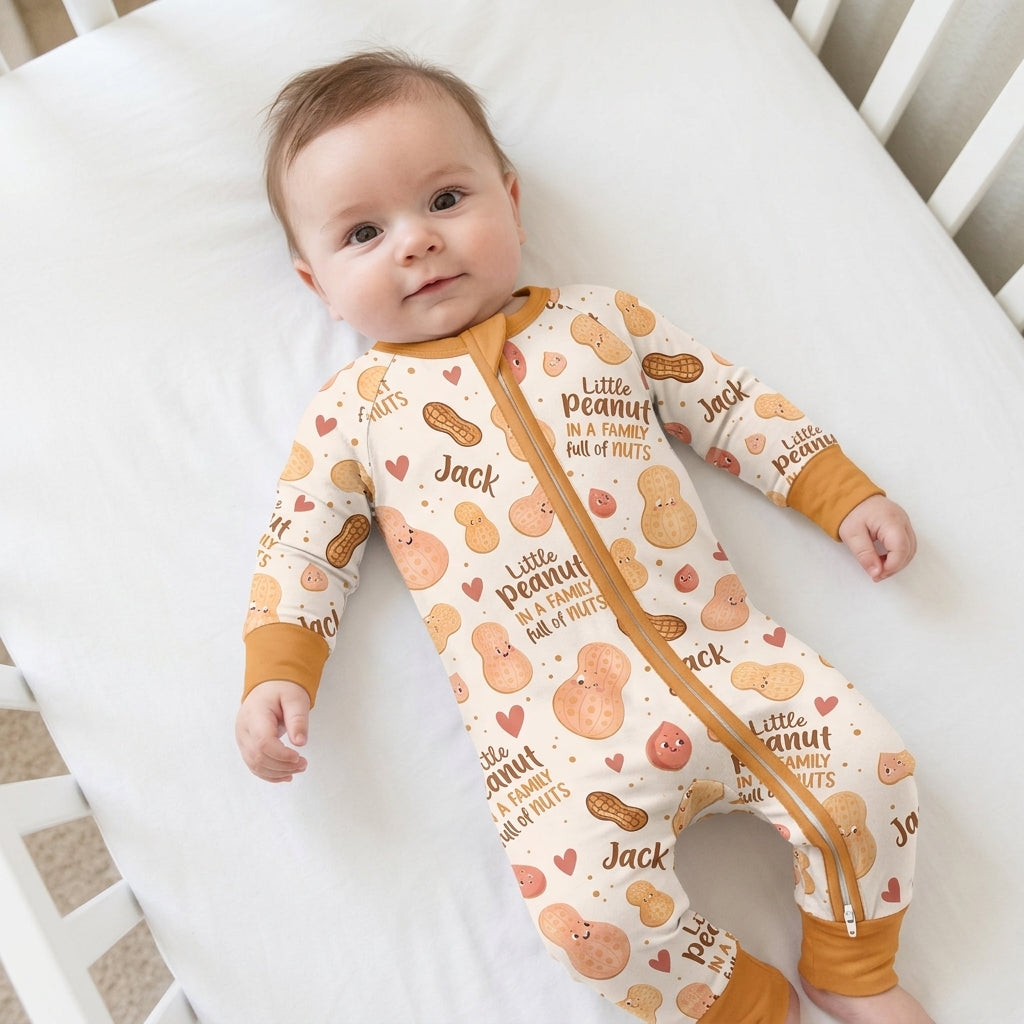 Custom Name Little Peanut In A Family Full Of Nuts Bamboo Convertible Zippy