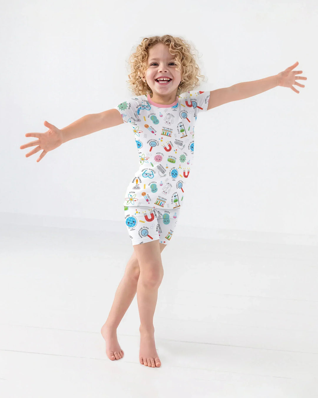 Science Fun Family Matching Bamboo Two Piece Short Sleeve Shorts Pajama Set