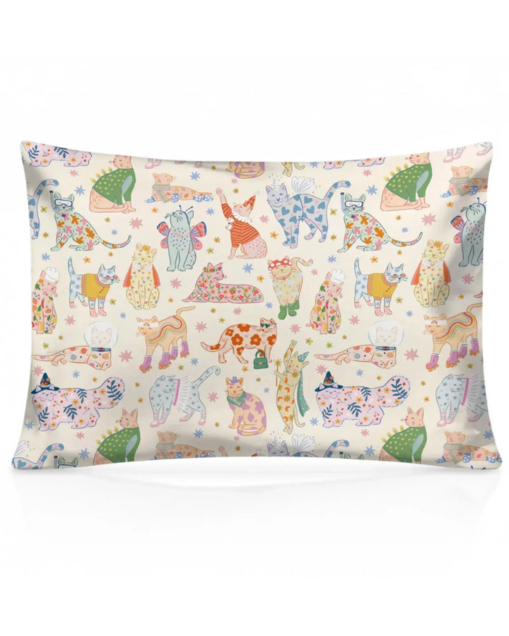 Whimsical Cat Parade Bamboo Pillow Case