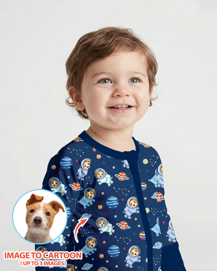 Astronaut Custom Pet Image Family Matching Bamboo Convertible Zippy