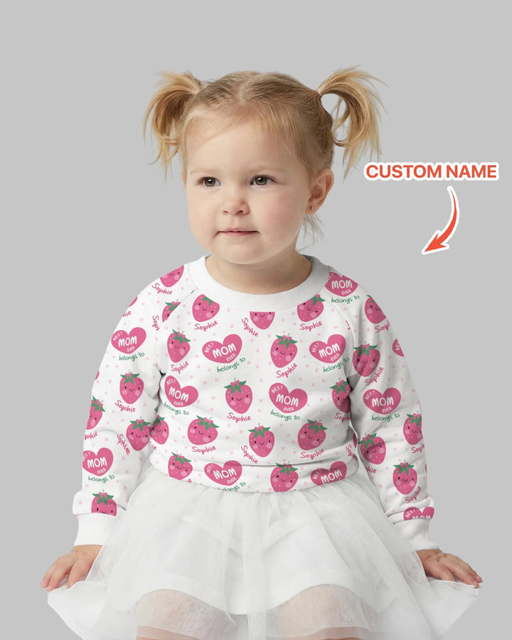 Custom Name Best Mom Ever Belongs to Bamboo Crewneck Sweatshirt