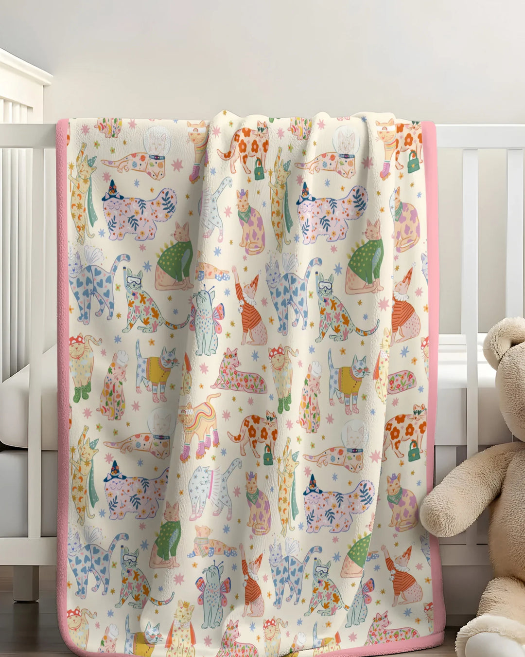 Whimsical Cat Parade Bamboo Blanket