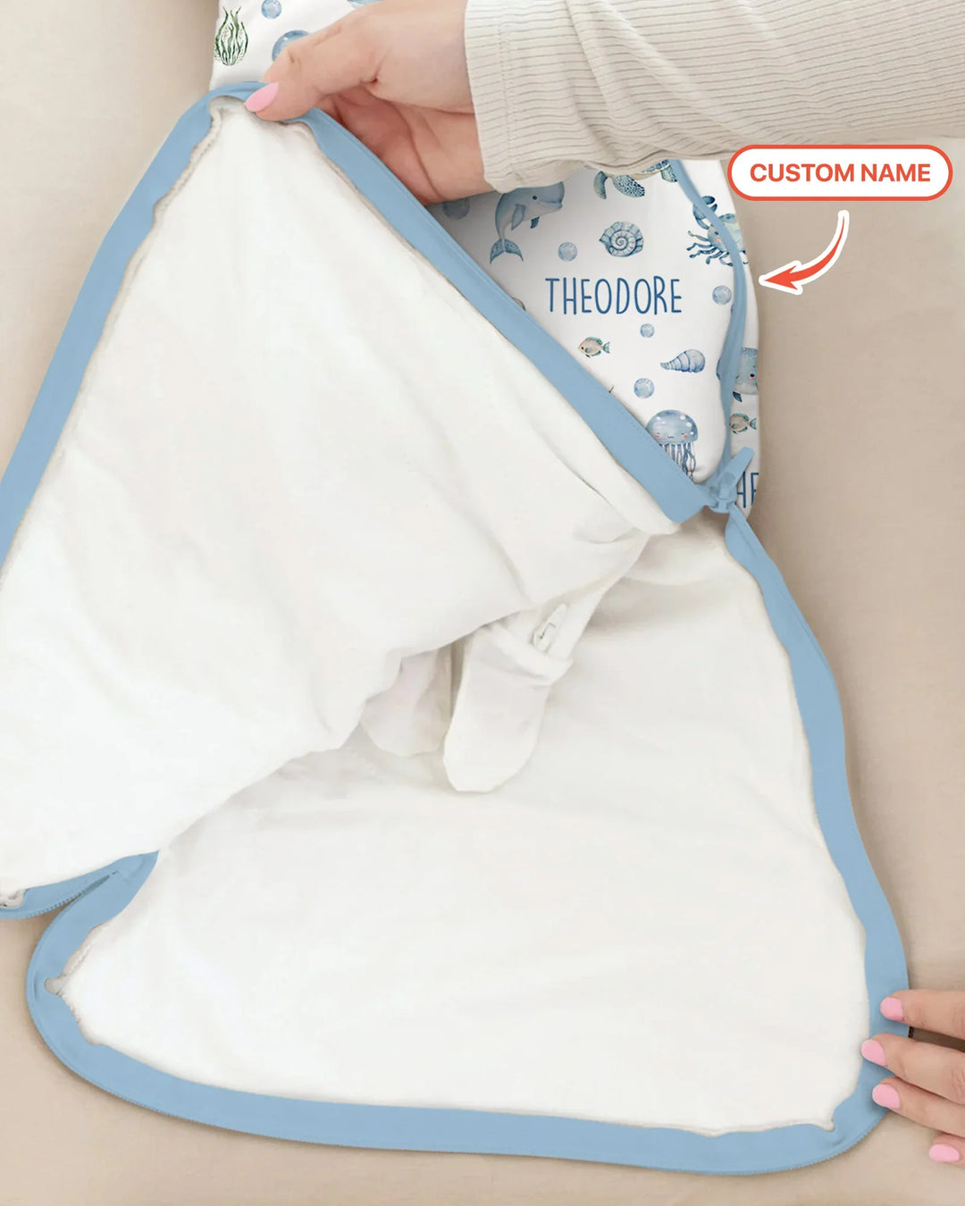 Custom Name Ocean Friends  Bamboo Sleep Bag