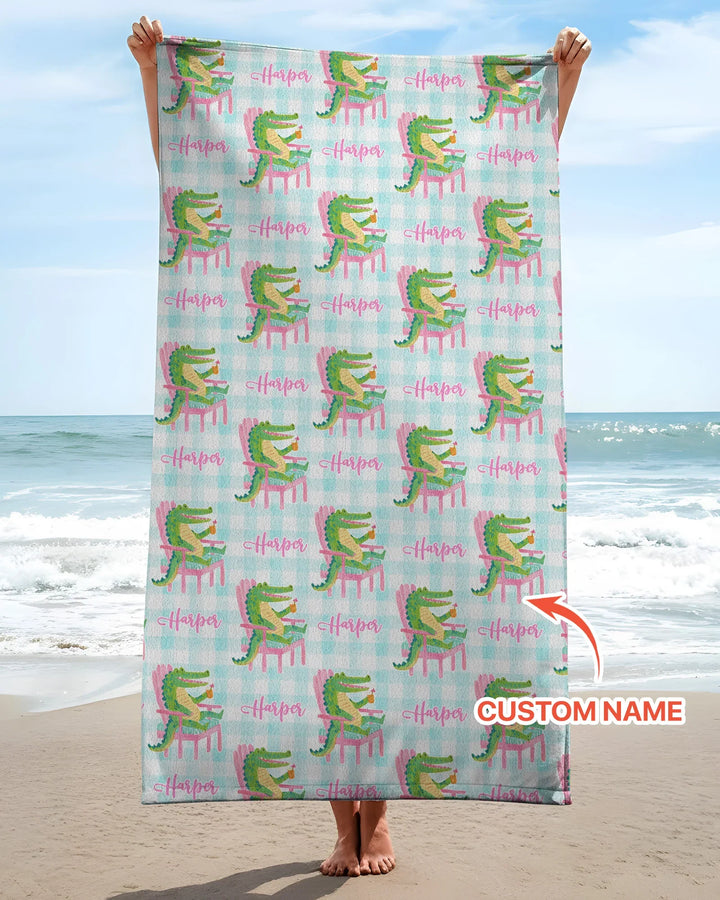 Personalisiertes Preppy Later Gator Bambus-Strandtuch