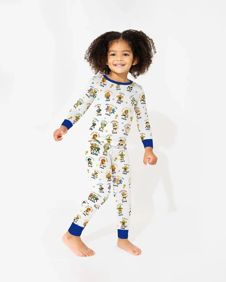 Soccer cup Mascots Bamboo Two Piece Long Sleeve Pajama Set
