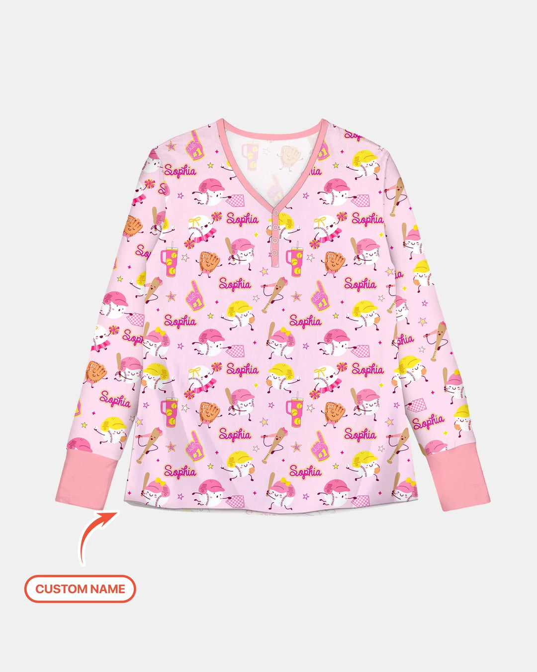 Baseball Mama und Mini Passendes Pyjama-Set aus Bambus für Damen