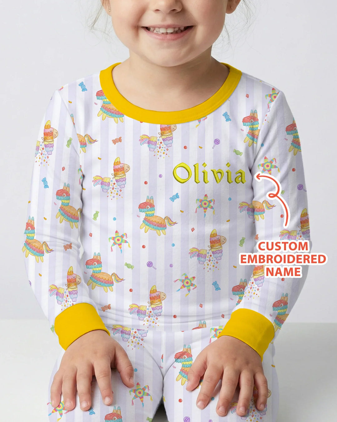 Personalized Embroidered Name Cinco De Mayo Bamboo Two Piece Long Sleeve Pajama Set