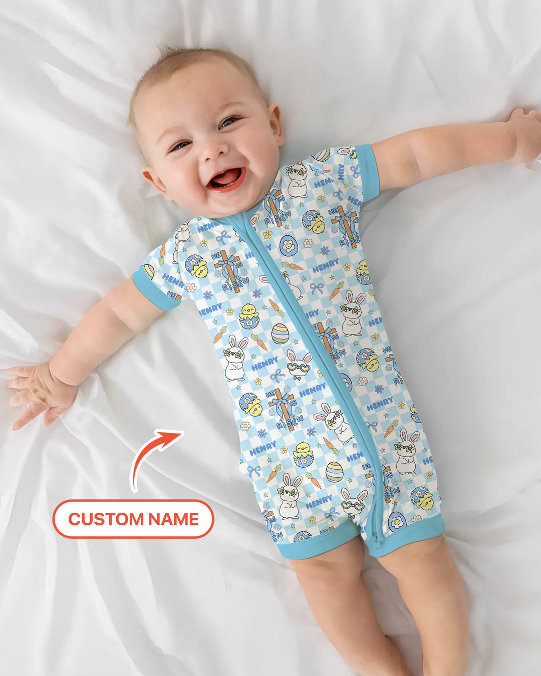 Custom Name Retro Easter Shorty Zippy