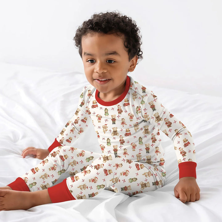 Christmas Teddy Bears Two Piece Long Sleeve Pajama Set