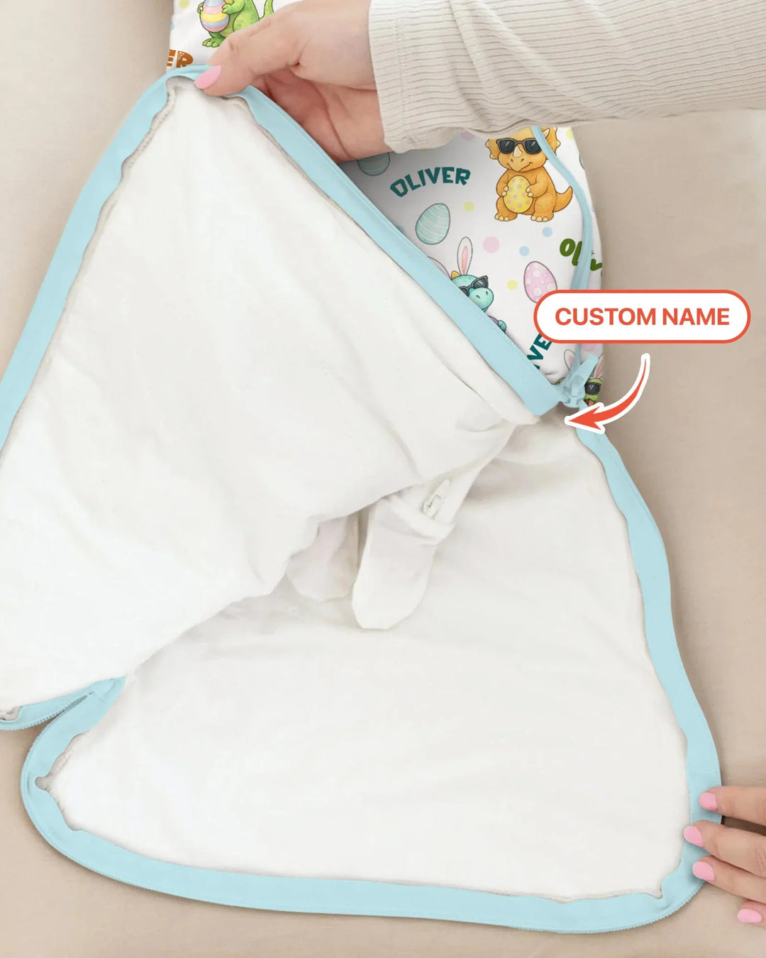 Custom Name Dinosaur on the Hunt Sleep Bag