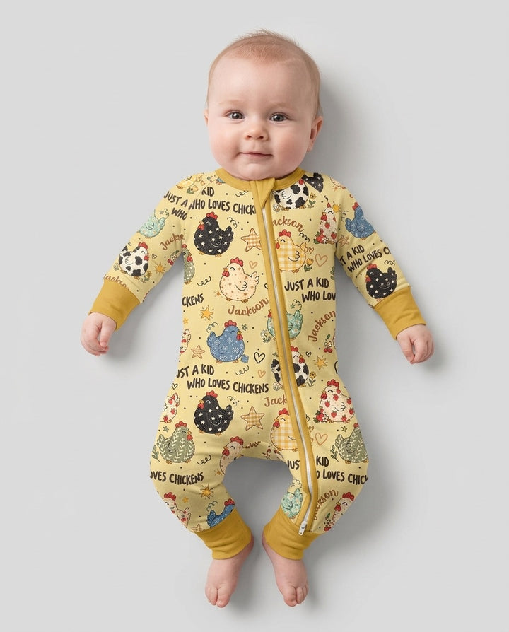 Custom Name Just A Kid Who Loves Chickens Bamboo Convertible Zippy