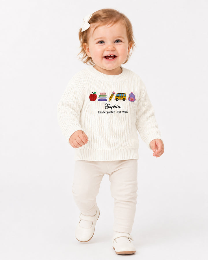 Little Apple Embroidered Baby Name Bamboo Knit Sweater Bubble