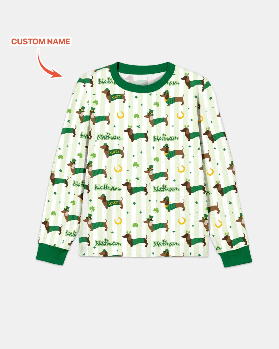 Lucky Dachshunds St. Patrick's Day Family Matching Men's Pajama Set