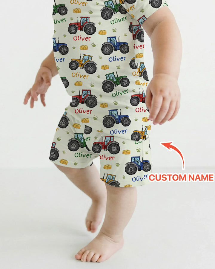 Custom Name A Little Dirt Never Hurt Bamboo Two Piece Short Sleeve Shorts Pajama Set