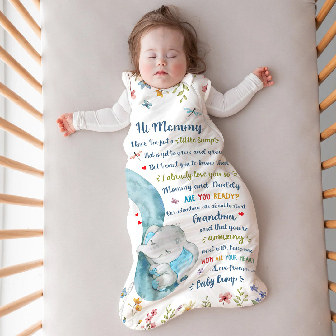 Custom Elephant Sleep Bag 1.0 TOG - Baby Shower Gift